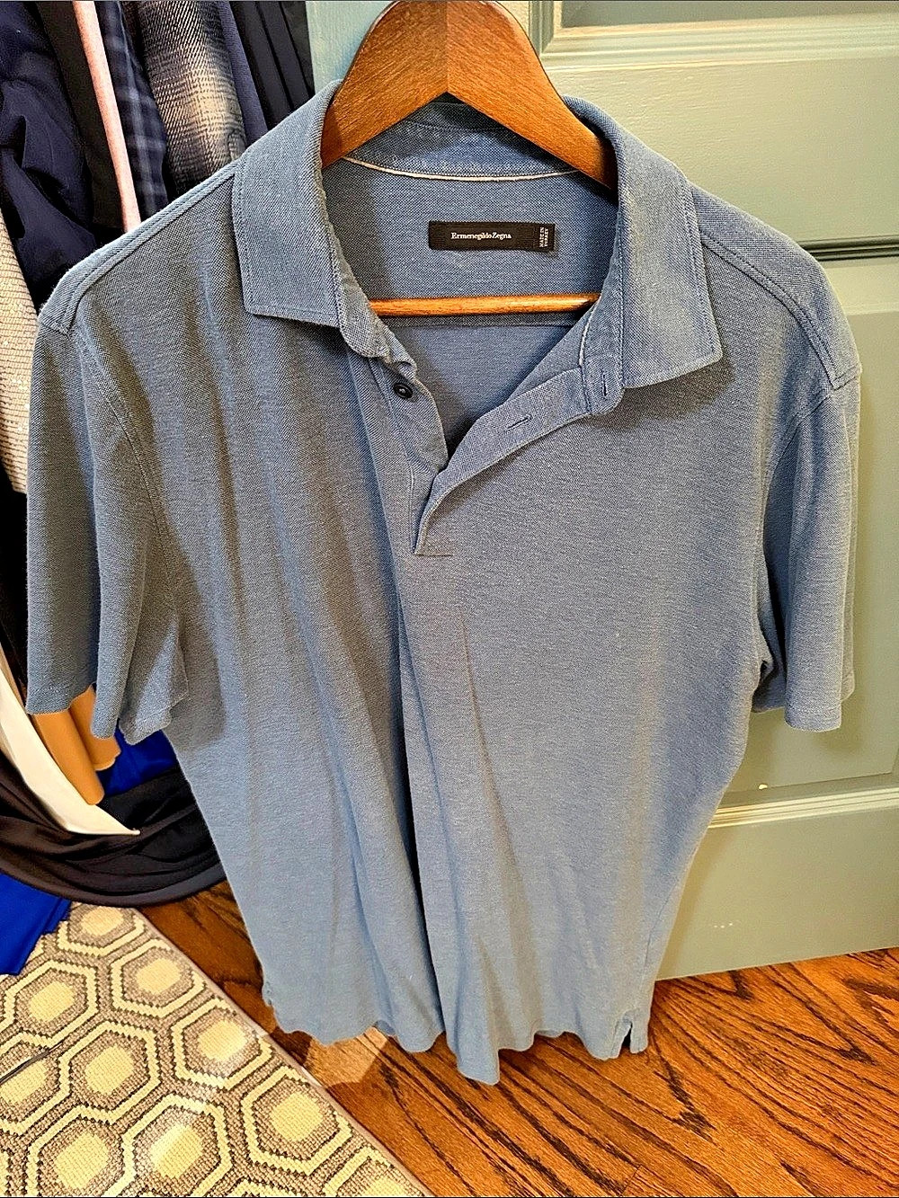 Ermenegildo Zegna Men's Polo Shirt in Blue Size XL (54)
